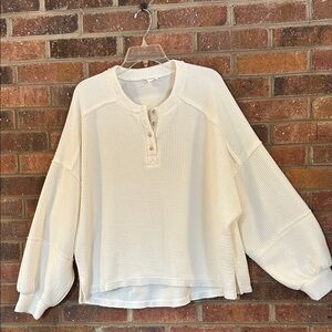 Blu Pepper Off-White Waffle Knit Sweatshirt